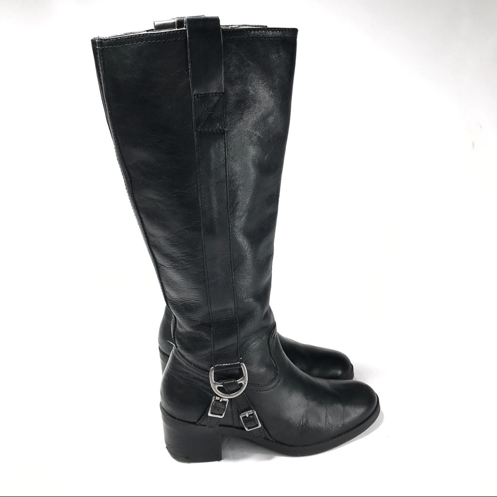 Lauren Ralph Lauren Calvina Tall Black Genuine Leather Boots Size 5.5 - Picture 5 of 10